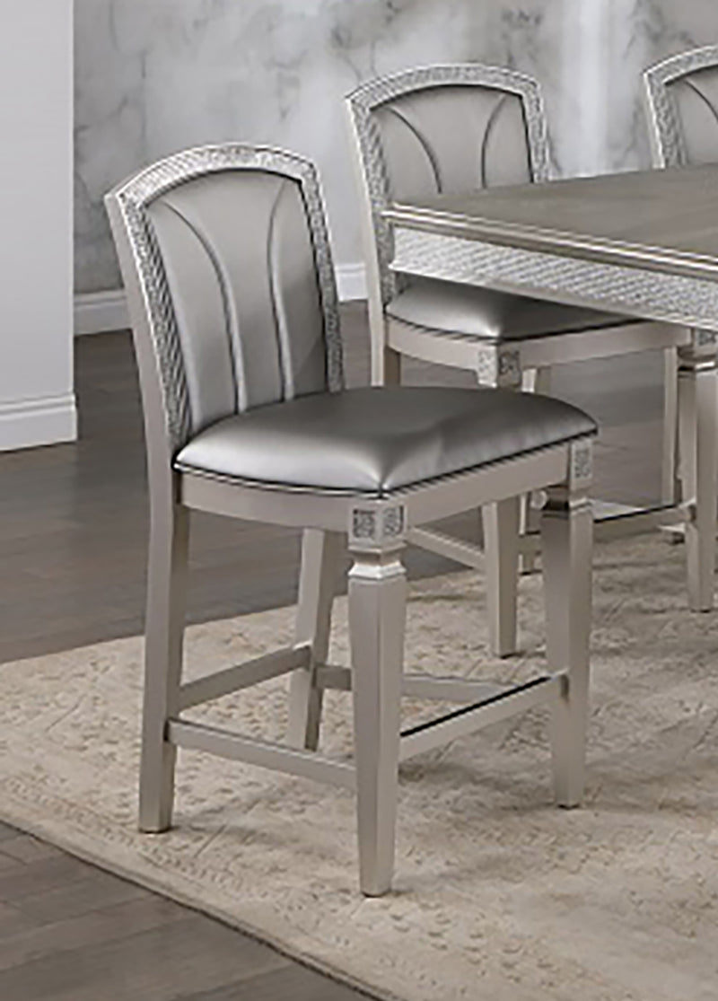 Crown Mark Furniture Klina Counter Height Chair in Silver (Set of 2) image