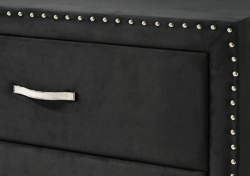 Crown Mark Furniture Lucinda 2 Drawer Nightstand in Black