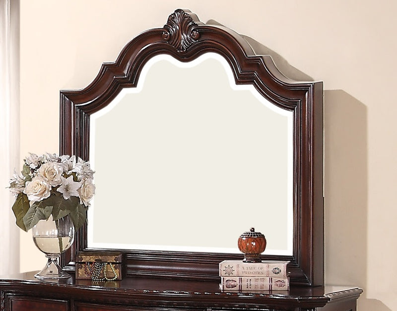 Crown Mark Furniture Sheffield Dresser Mirror in Dark Cherry