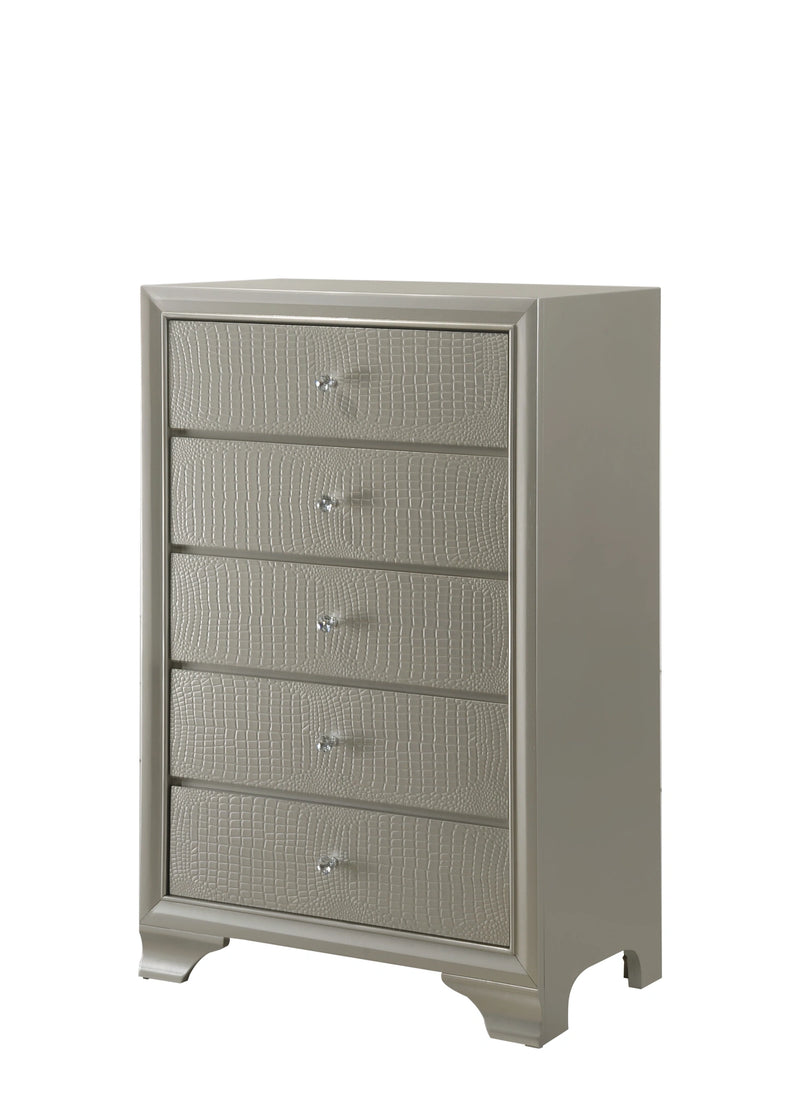 Crown Mark Lyssa 5 Drawer Chest in Embossed Crocodile Pattern image