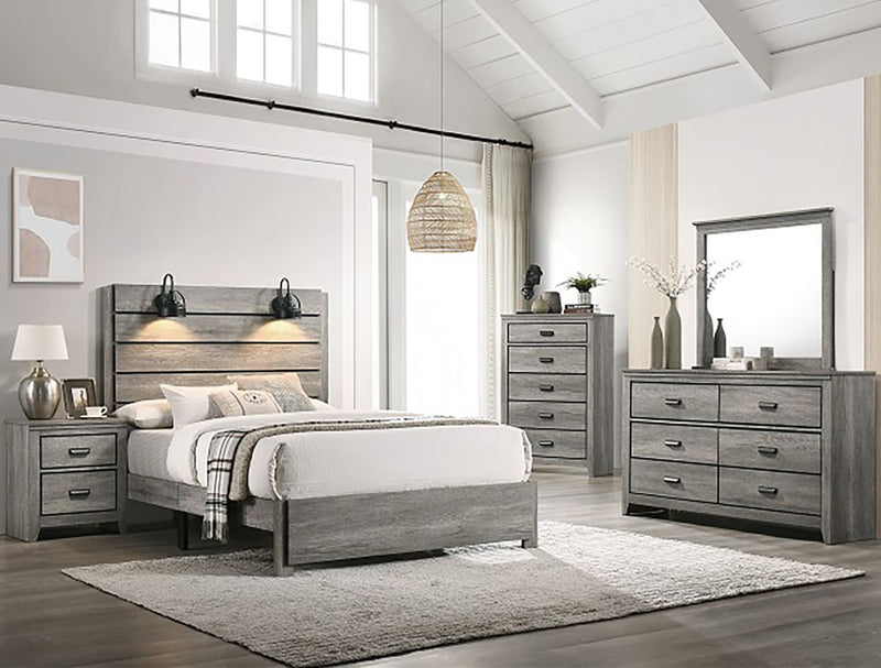 Crown Mark Furniture Carter Queen Platform Bed in Gray