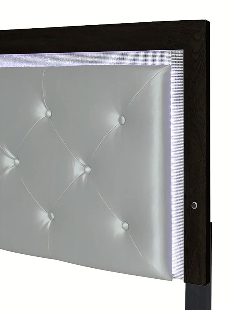 Crown Mark Furniture Jaylen King Upholstered Panel Bed in Black