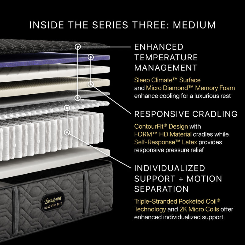 Beautyrest BlackÂ® Series Three 15" Hybrid Medium Mattress
